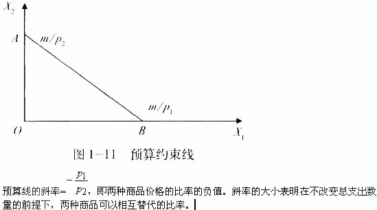 预算约束线:表示在消费者的收入和商品的价格给定的条件下,消费者的